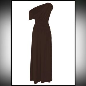 Elegant One-Shoulder Brown Dress